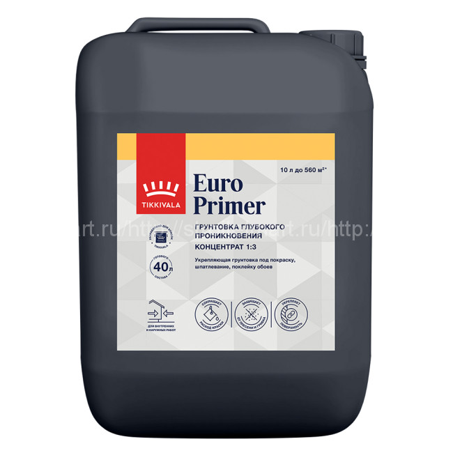 Tikkivala Euro Primer (Евро Праймер) укрепляющая акриловая грунтовка (концентрат 1:3), 10 л.