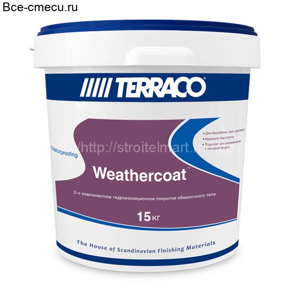 Terraco Wethercoat, 2-х компонентная обмазочная гидроизоляция, 15 кг