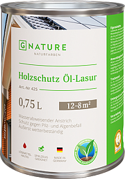 GNatur  Holzschutz Öl-Lasur Масло-лазурь по дереву для наружных и внутренних работ, 0,75л (Арт. 425)