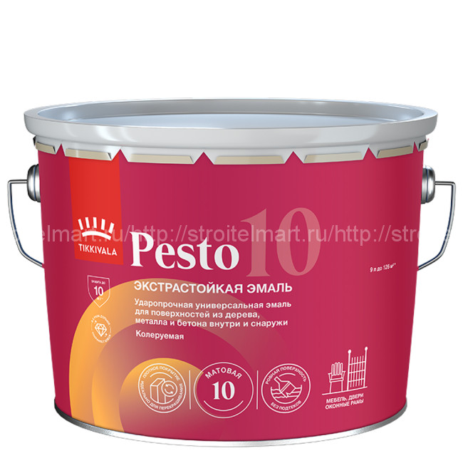 Tikkivala Pesto 10 (Песто 10) универсальная матовая эмаль 9 л. (База С)