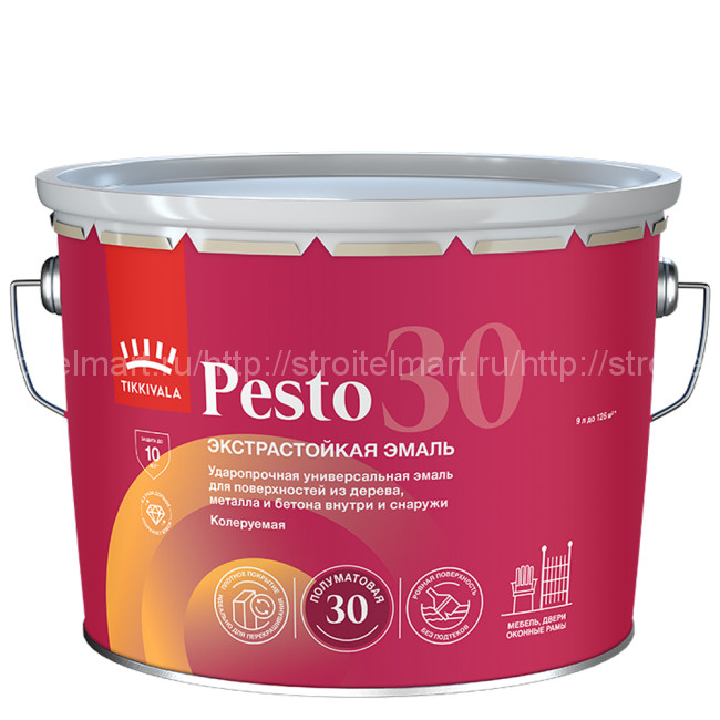 Tikkivala Pesto 30 (Песто 30) универсальная полуматовая эмаль 9 л. (База А)