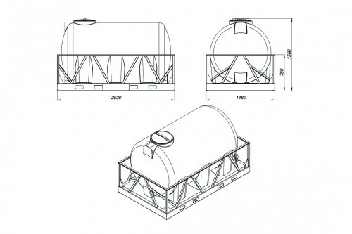Пластиковый бак для воды с крышкой Экопром H 3000 л в обрешетке