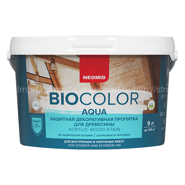 Neomid Bio Color Aqua (Неомид Био Колор Аква) лессирующий антисептик для древесины, 9 л.