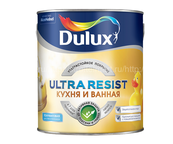Dulux Ultra Resist кухня и ванная BC (Дулюкс) ультрастойкая краска для влажных помещений 0,9л.