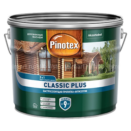 Pinotex Classic Plus / Пинотекс Классик Плюс пропитка антисептик 3 в 1 защита до 9 лет (2,5л)
