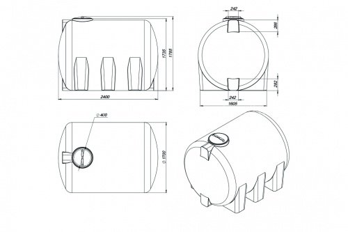 Пластиковый бак для воды с крышкой Экопром H 5000 л