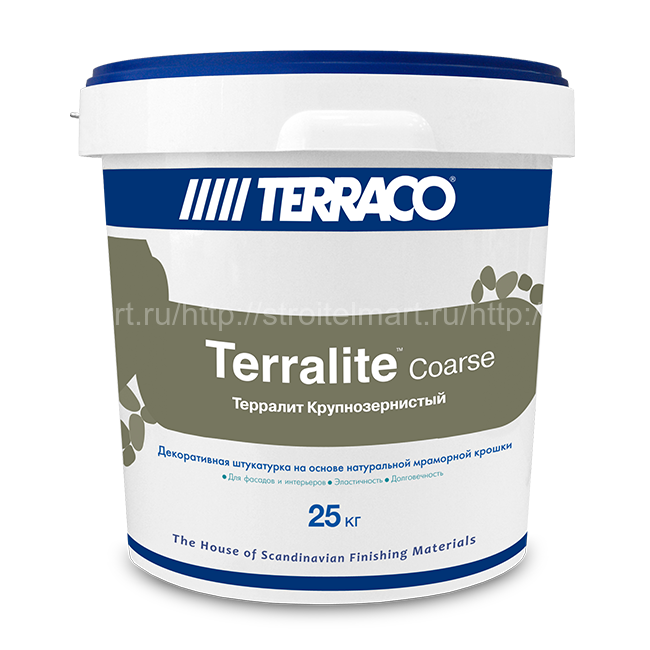 Terraco Terralite Крупнозернистый, штукатурное акриловое покрытие на мраморной крошке 15кг