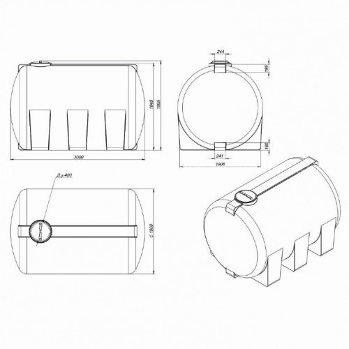 Пластиковый бак для воды с крышкой Экопром H 8000 л