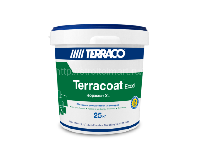 Terraco Terracoat XL, декоративное покрытие (штукатурка короед) 25кг (зерно  1.5 мм, 2.0 мм, 2.5 мм)