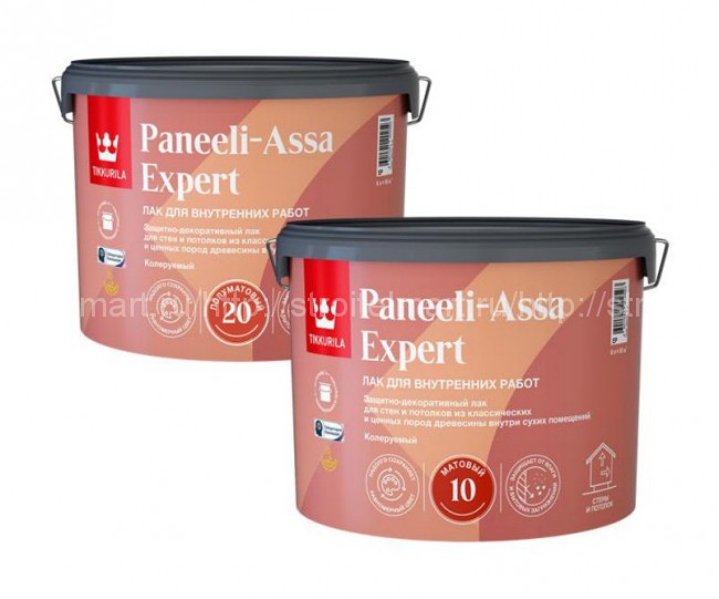 Tikkivala Paneeli-Assa Expert 10 (Панели-Ясся Эксперт) матовый лак по дереву для стен и потолков,2,7л.