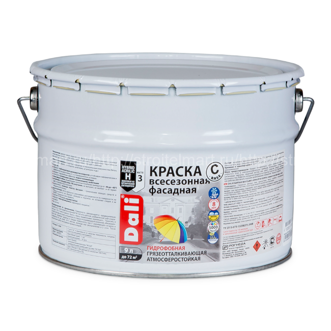 Краска Рогнеда Dali А (Дали) всесезонная для каменных фасадов, 9 л.