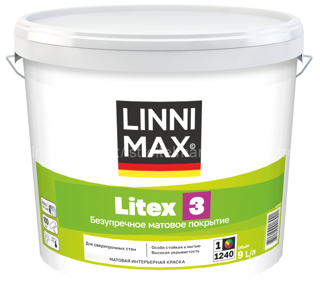 LINNIMAX Litex 3 (ЛИННИМАКС Литекс 3) база 1, латексная интерьерная краска 2,5л