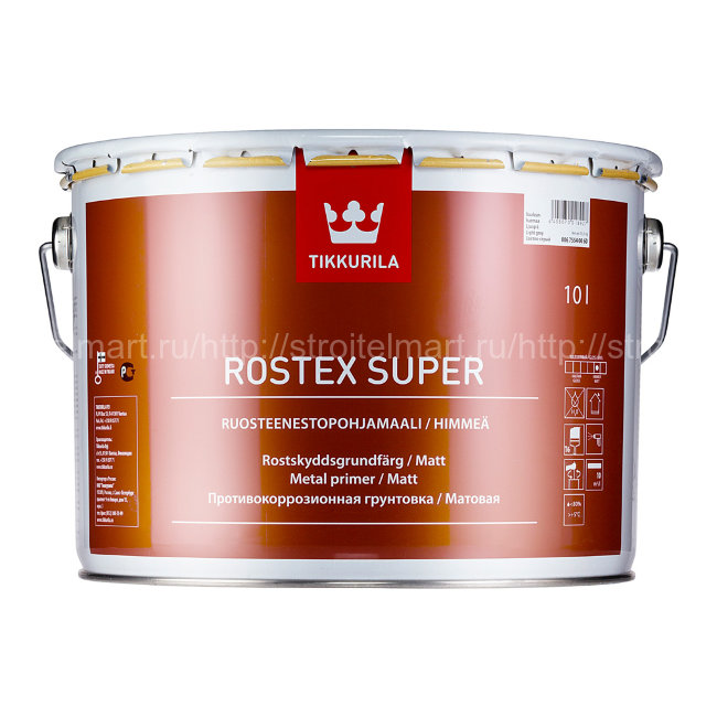 Tikkurila Rostex Super (Ростекс Супер) грунтовка противокоррозионная (светло-серая) 1 л.