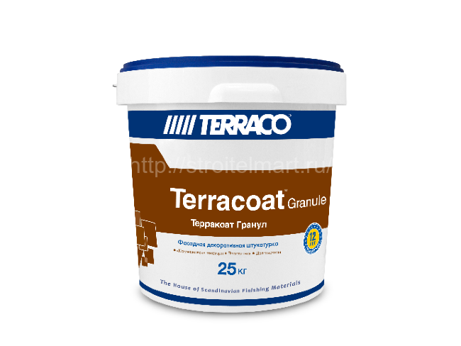 Terraco Terracoat Granule, декоративное покрытие с текстурой шуба,  25кг (зерно  1.0 мм, 1.5 мм, 2.0 мм, 2.5 мм)