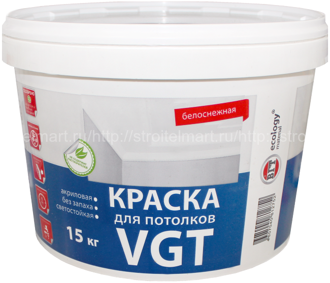 ВГТ (VGT ВДАК 2180) Белоснежная краска для потолков 15кг