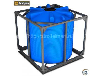Большой пластиковый бак для воды Экопром ЭВЛ 5000 л в обрешетке