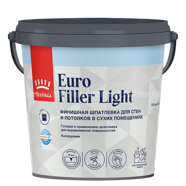 Tikkivala Euro Filler Light (Евро Филлер Лайт) Легкая шпатлевка для стен и потолка 2,7л