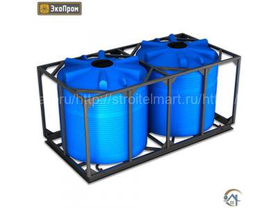 Большой пластиковый бак для воды Экопром ЭВЛ 5000 л в обрешетке кассета 2 шт