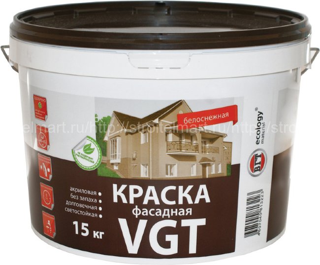 ВГТ (VGT ВДАК 1180) SuperWhite краска фасадная, белоснежная универсальная 15кг