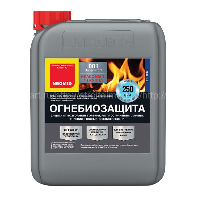 Neomid 001 Super Proff (Неомид Супер Проф) огнебиозащита для дерева, 6 кг.