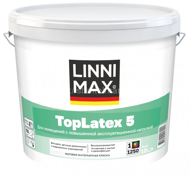 LINNIMAX TopLatex 5 (ЛИННИМАКС ТопЛатекс 5) база 1, Латексная интерьерная краска 10л