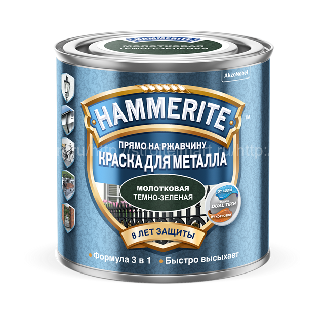 Hammerite Hammered, молотковая краска по металлу и ржавчине, 2 л.