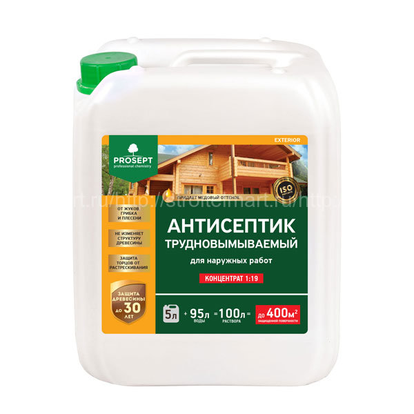 Prosept Exterior (Просепт Эксериор) антисептик для наружных работ по дереву (1:19) 5л.