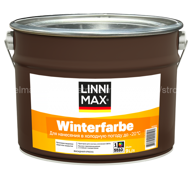 LINNIMAX Winterfarbe (ЛИННИМАКС Винтерфарбе) база 1, фасадная краска до -20С 9л