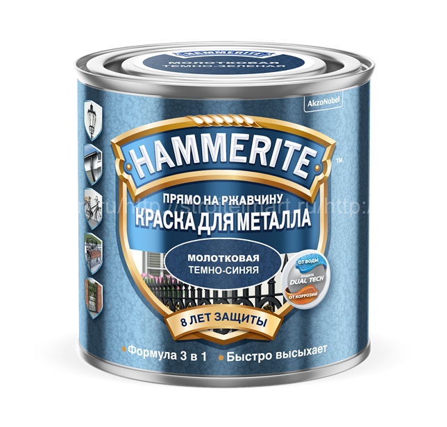 Hammerite Hammered, молотковая краска по ржавчине, 5 л.