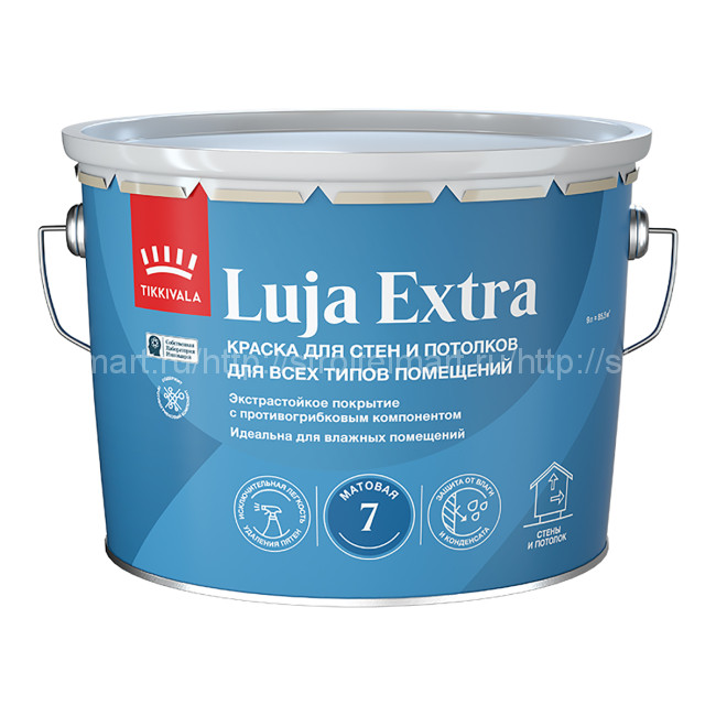 Tikkivala Луя Экстра 7 (Luja Extra 7) база С, краска для влажных помещений антигрибковая акриловая 9л