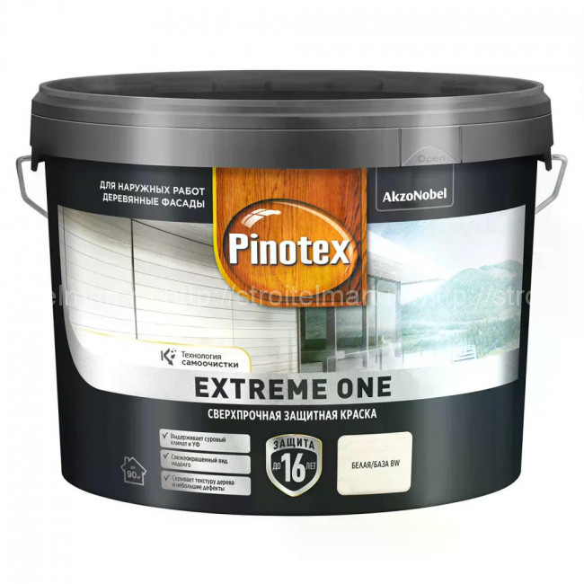 Pinotex Extreme ONE / Пинотекс Экстрим BW сверхпрочная защитная краска для древесины 9л