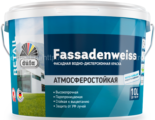 Dufa Retail Fassadenweiss (Дюфа Ретейл Фассаденвейс) База 1, краска фасадная атмосферостойкая 10л