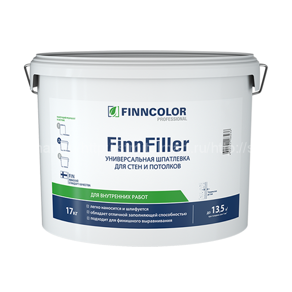FINNCOLOR FINNFILLER (Финнколор Финфиллер) шпаклевка универсальная, финишная для сухих помещений (10л)