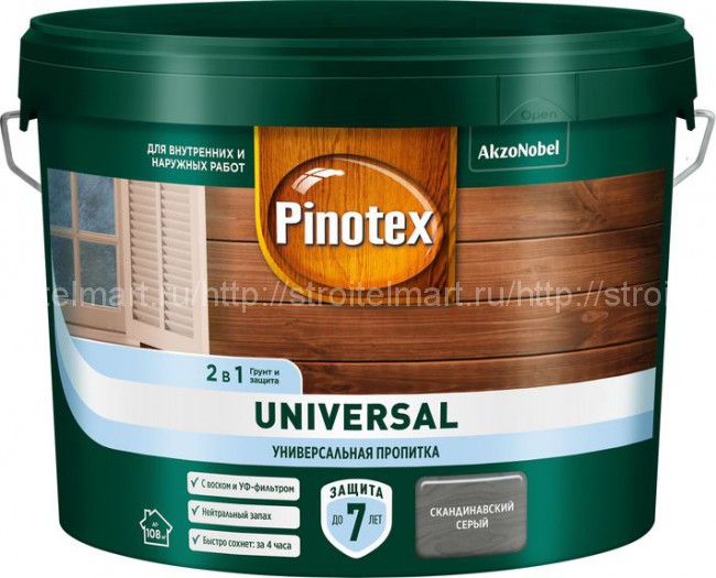 Pinotex Universal (Пинотекс Универсал) пропитка 2 в 1 для древесины 9л