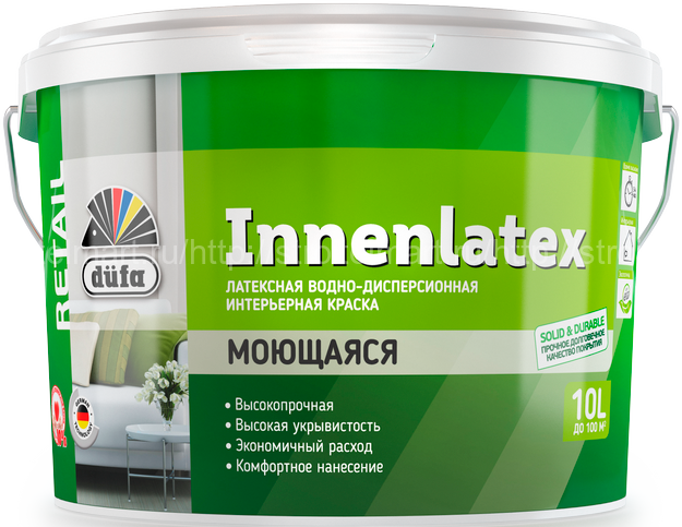 Dufa Retail Innenlatex (Дюфа Ретейл Инненлатекс) База 1,краска латексная для стен и потолков 10л