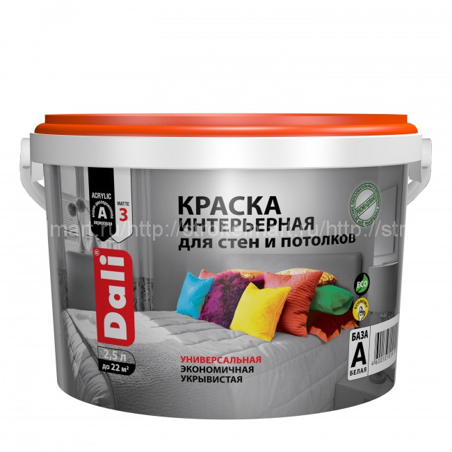 DALI (Дали) А, краска Акриловая для стен и потолков 9л 