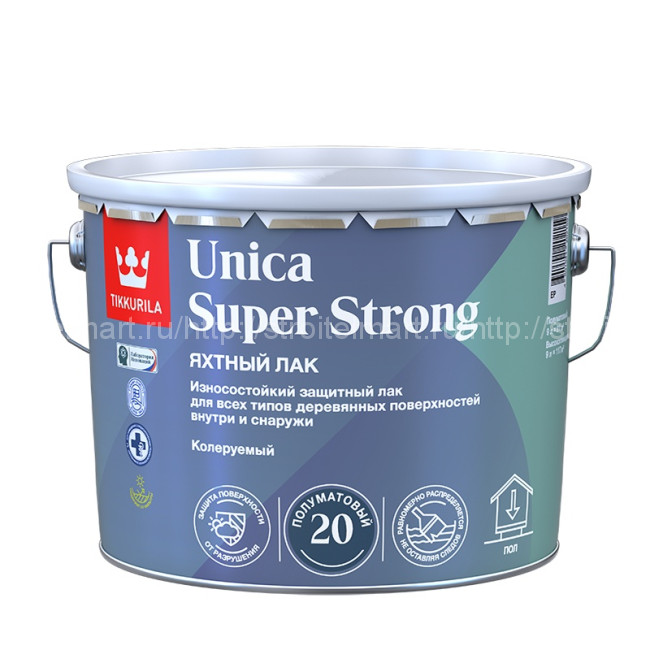 Tikkivala Unica Super Strong (Уника Супер) лак износостойкий по дереву, полуматовый, 9 л.