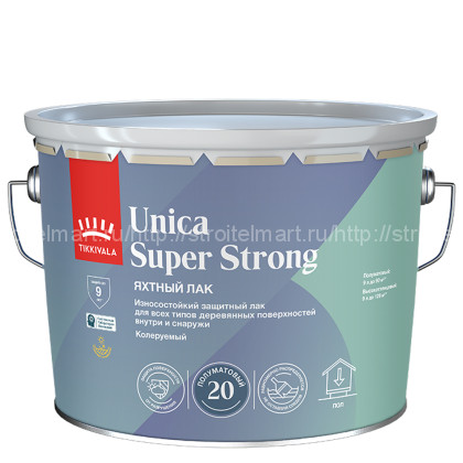Tikkivala Unica Super Strong (Уника Супер) лак износостойкий по дереву, полуматовый, 9 л.
