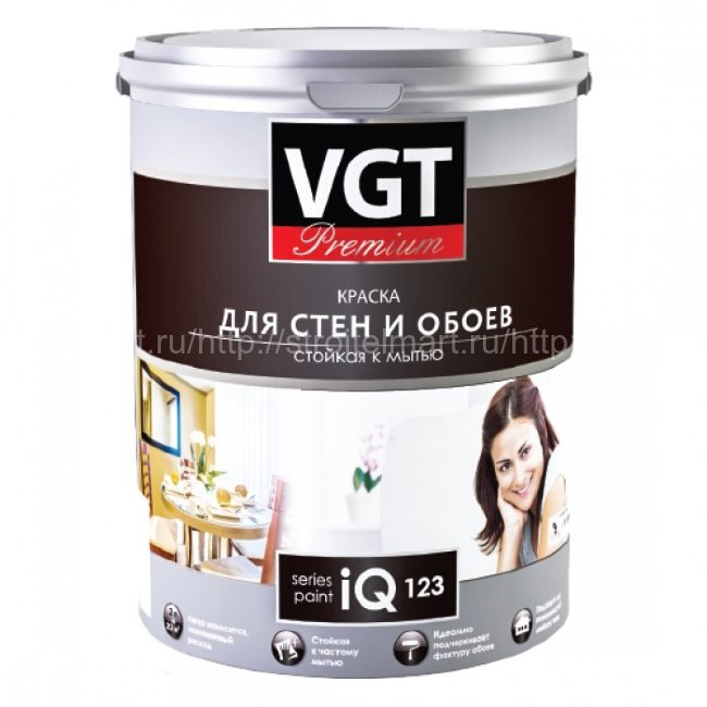 ВГТ (VGT IQ PREMIUM 123) краска стойкая к мытью для стен и потолков 10л