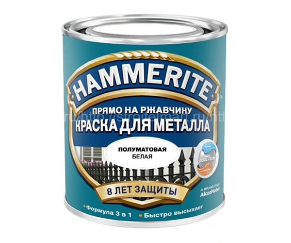 Hammerite Satin (Хамерайт полуматовая) черная эмаль по ржавчине 5л