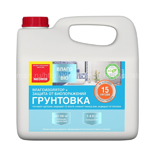 NEOMID BлагоStop BiO (Неомид Влаго Стоп Био) грунт влагоизолятор (1:4) 3л