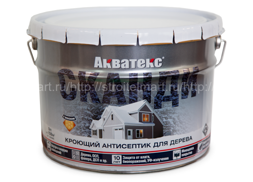 АКВАТЕКС СКАНДИ, кроющий антисептик для дерева 9л (готовые цвета)