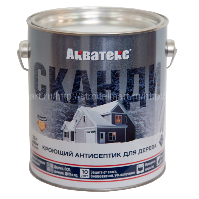АКВАТЕКС СКАНДИ, кроющий антисептик для дерева 9л (готовые цвета)