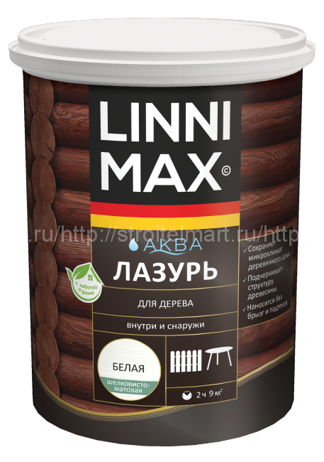 LINNIMAX (ЛИННИМАКС) Аква Лазурь для дерева, внутри и снаружи помещения 9л