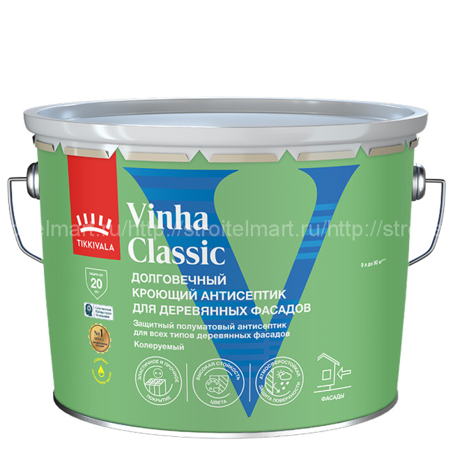 Tikkivala Vinha Classic (Винха ) VVA кроющий антисептик-краска для дерева 9 л.