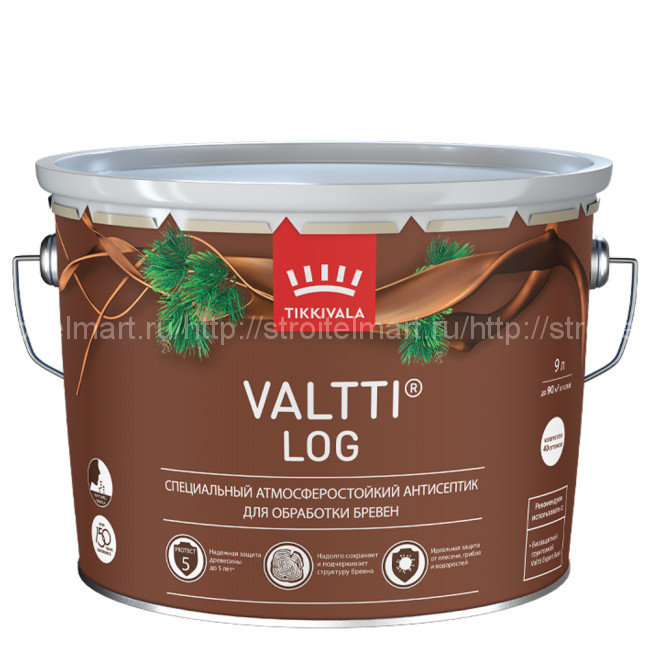 Tikkivala Valtti Log (Валтти Лог) атмосферостойкий антисептик для обработки бревен 0,9 л.