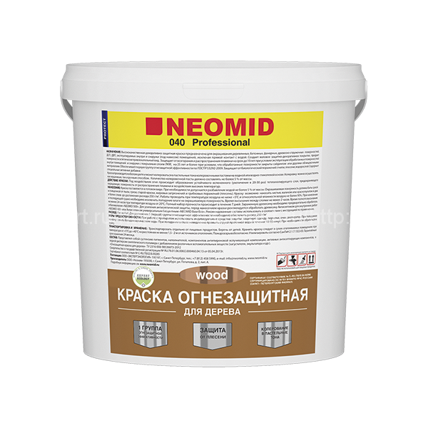 Neomid 040 Wood (Неомид 040 Вуд) огнебиозащитная краска для дерева, 25 кг
