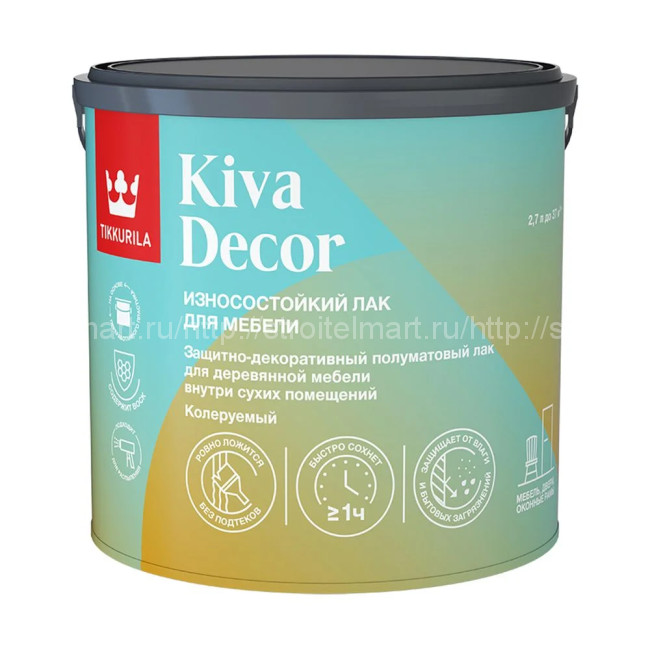 Tikkivala Kiva Decor (Кива Декор) полуматовый лак для мебели 2,7л