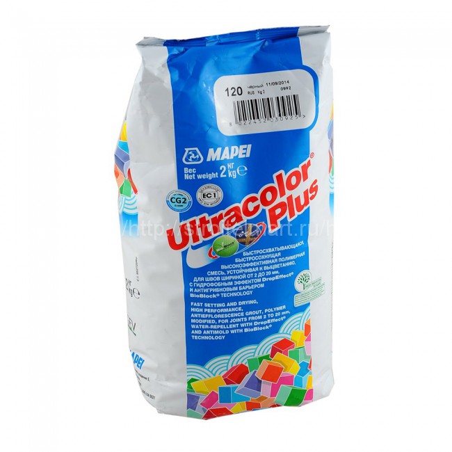 Mapei Ultracolor Plus (Мапей Ультра Колор Плюс) затирка для плитки №100, белый, 2 кг.