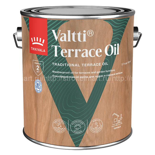 Tikkivala Valtti Terrace Oil (Валтти масло) атмосферостойкое масло для террас и садовой мебели 2,7 л.